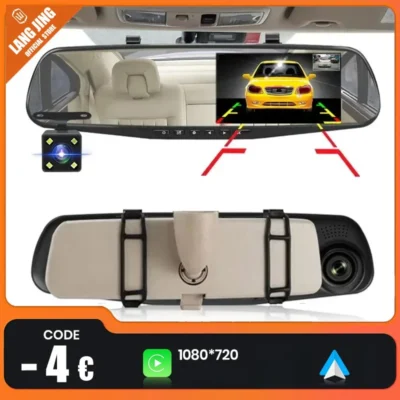 4.3 Inch Car DVR Rearview Mirror | Dual Lens 1080P Driving Recorder | Front & Rear Camera Black Box for Vehicles