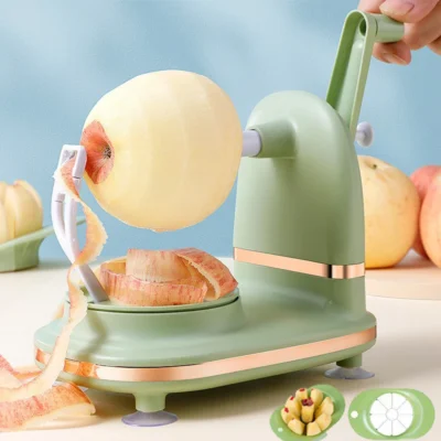 Hand-Cranked Manual Fruit Peeler | Multifunctional Apple & Pear Slicer with Divider & Spare Blades | Kitchen Tool