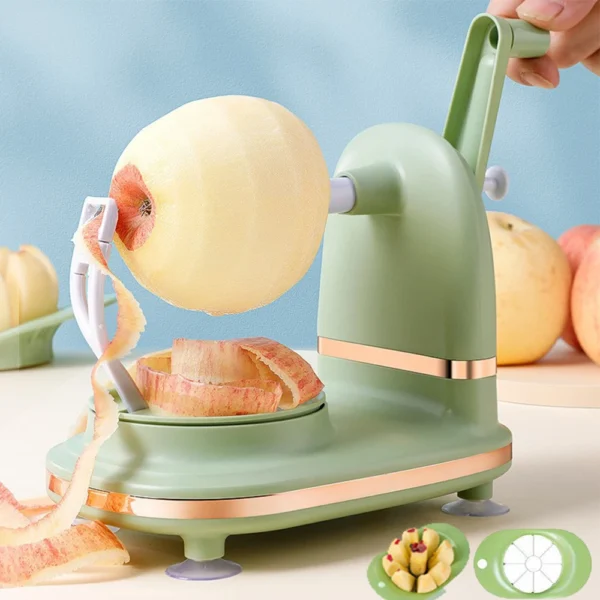 Hand-Cranked Manual Fruit Peeler | Multifunctional Apple & Pear Slicer with Divider & Spare Blades | Kitchen Tool