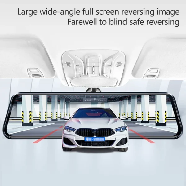 10-Inch Mirror Dash Cam | Touch Screen Rearview Mirror Camera with Front & Rear Recording | Black Box DVR for Cars - Image 5