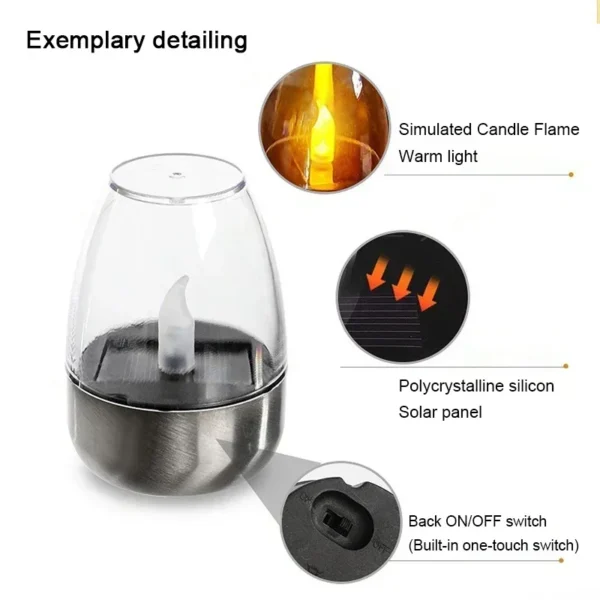 LED Solar Candles | Flameless Rechargeable Night Light for Weddings, Parties & Garden Decor | Waterproof Outdoor Lamp - Image 3