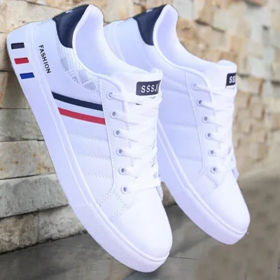 2024 Men's All-Match Trendy Sneakers – Comfortable Casual Sport Shoes for Spring | Stylish White Fashion Sneakers for Students & Everyday Wear