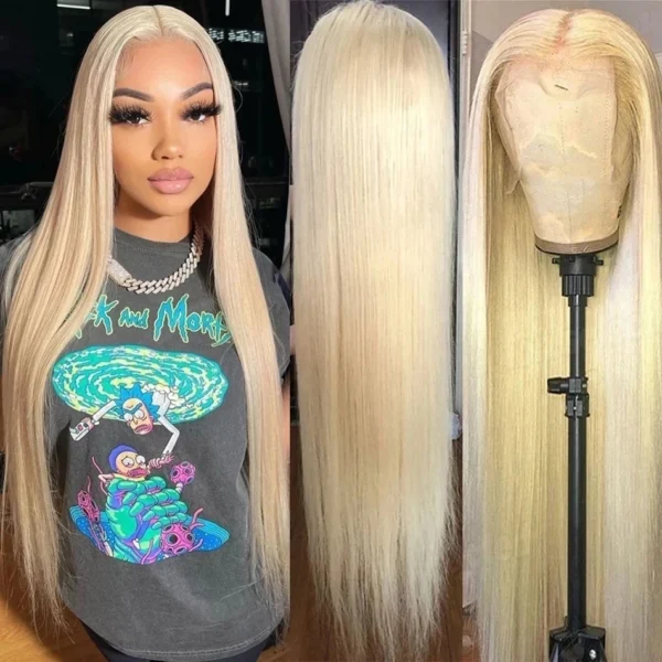 Blonde 613 Lace Front Wig | 13x6 HD Human Hair Wig for Women | Pre-Plucked Straight Hair, Dye-Friendly Design - Image 3