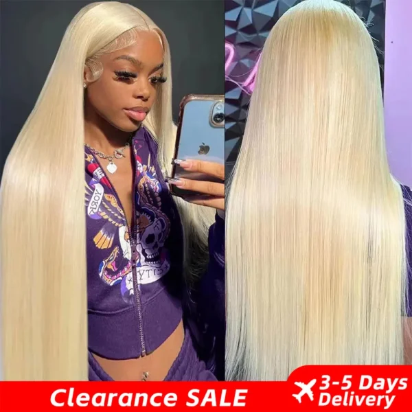Blonde 613 Lace Front Wig | 13x6 HD Human Hair Wig for Women | Pre-Plucked Straight Hair, Dye-Friendly Design