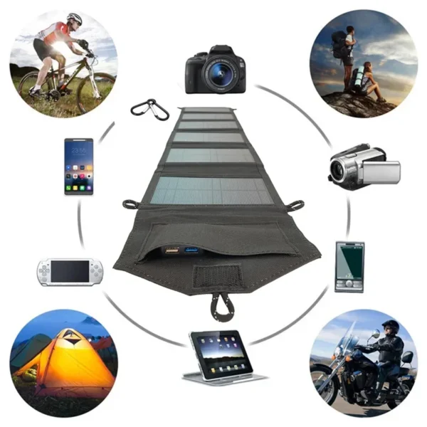 6-Fold 800W Foldable Solar Panel – 20Wh Portable USB Charger | 5V DC Full-Time Power Supply for Mobile Devices - Image 6