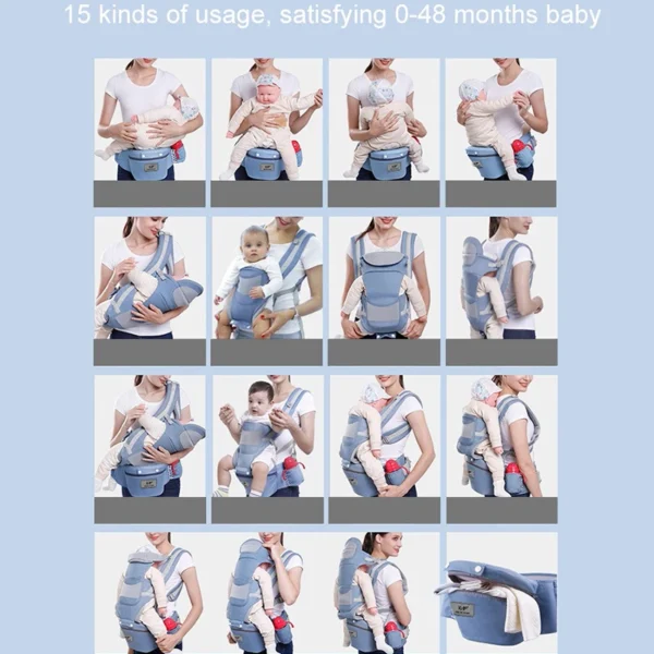 Ergonomic Baby Carrier Backpack | Newborn Hipseat & Front-Facing Wrap Sling | Comfortable Travel Baby Carrier - Image 3