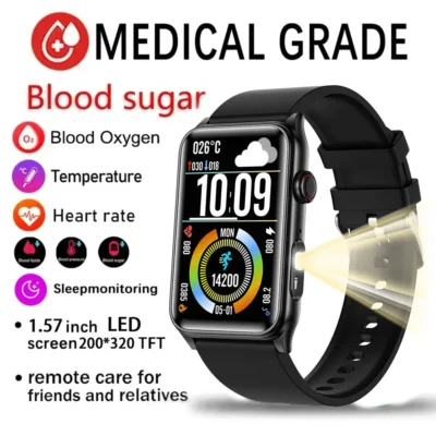 2025 Smartwatch for Men & Women – Advanced Health Monitoring with Blood Glucose, Blood Oxygen, Heart Rate, & Body Temperature | Stylish Fitness Tracker