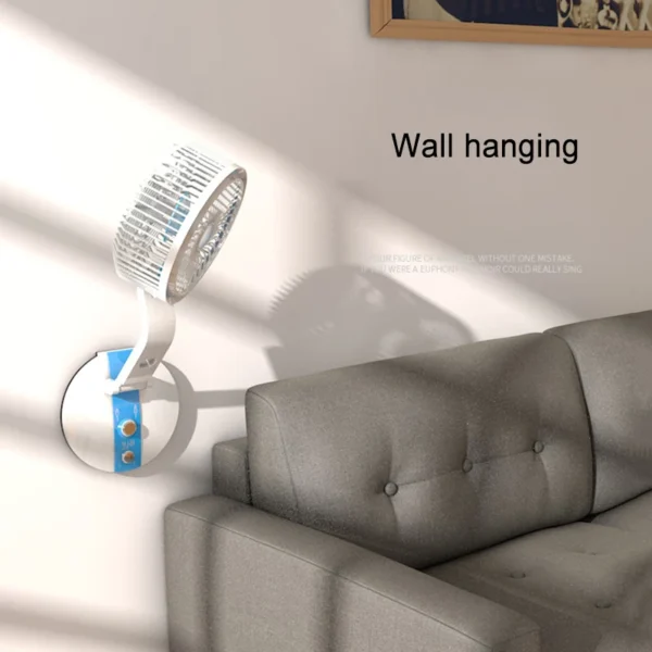 1600mAh Solar-Powered Portable Fan – USB Rechargeable Electric Wall & Desktop Fan with LED Night Light | Perfect for Home Use - Image 2