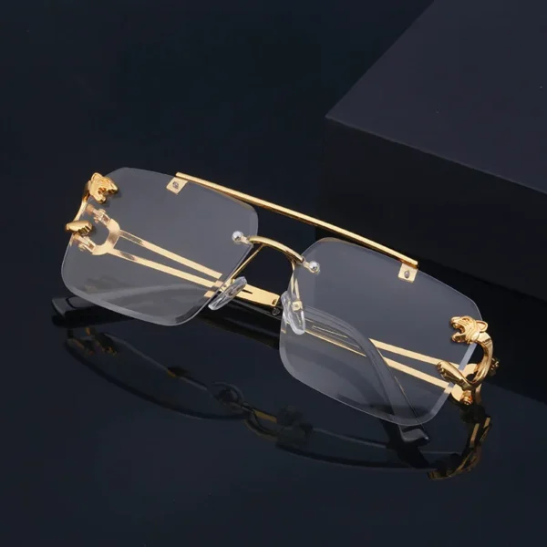 Luxury Square Sunglasses | Vintage Rimless Designer Sun Glasses for Men & Women | Retro Fashion Mirror Eyewear - Image 2