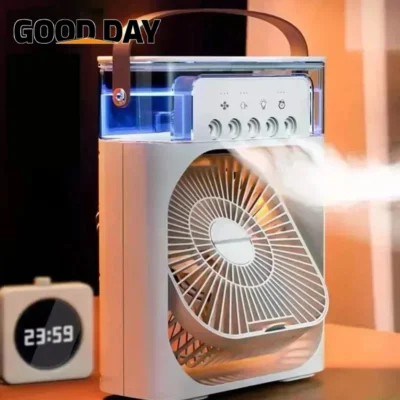 Portable 3-in-1 Air Cooler | Mini Fan, Humidifier & LED Night Light | Home Air Conditioner Alternative