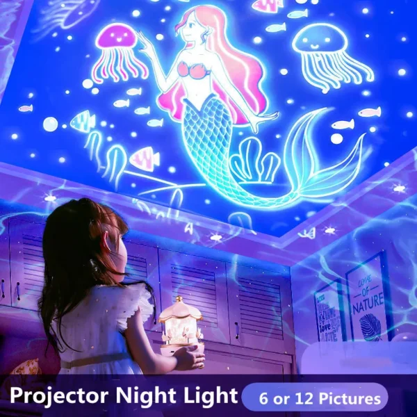 Starry Projector Night Light | Rotating Galaxy Lamp with Moon & Starlight Effects | Perfect Bedroom Decor & Kids' Gift - Image 2