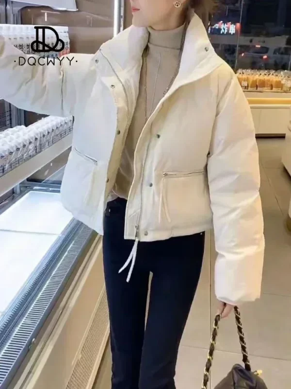 2025 Women's Winter Jacket – Korean Fashion Stand Collar Cotton-Padded Coat | Thickened & Stylish Short Bread Jacket for Cold Weather - Image 5
