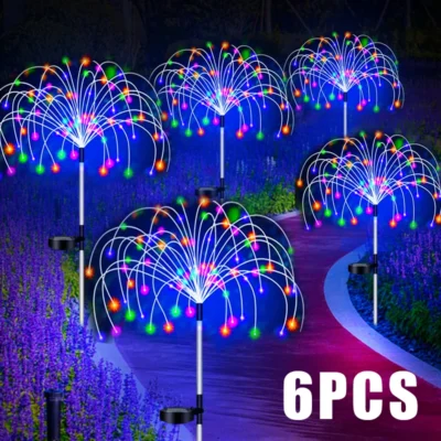 Solar-Powered Firework LED Stake Lights – Outdoor Garden Pathway Fairy Lights | Waterproof Yard & Patio Decor for Landscape Lighting