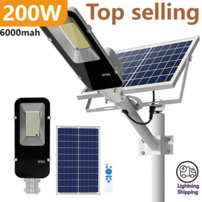 200W Solar Street Light – 6000mAh Waterproof Outdoor Light | Automatic Dusk-to-Dawn Lighting for Garage, Garden & Pathways