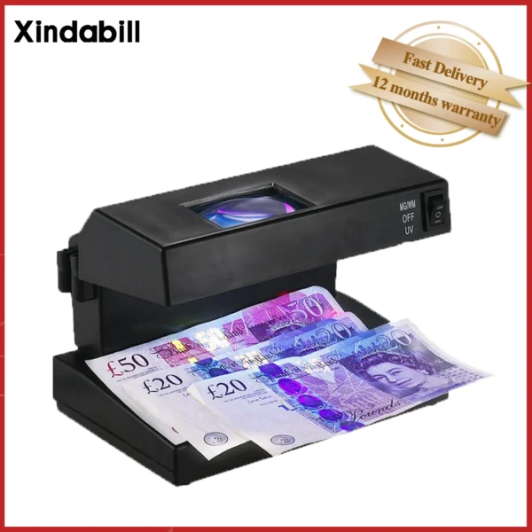 Portable Ultraviolet Counterfeit Money Detector | UV Light & Magnifier for Banknotes | Compact Currency Checker Tool
