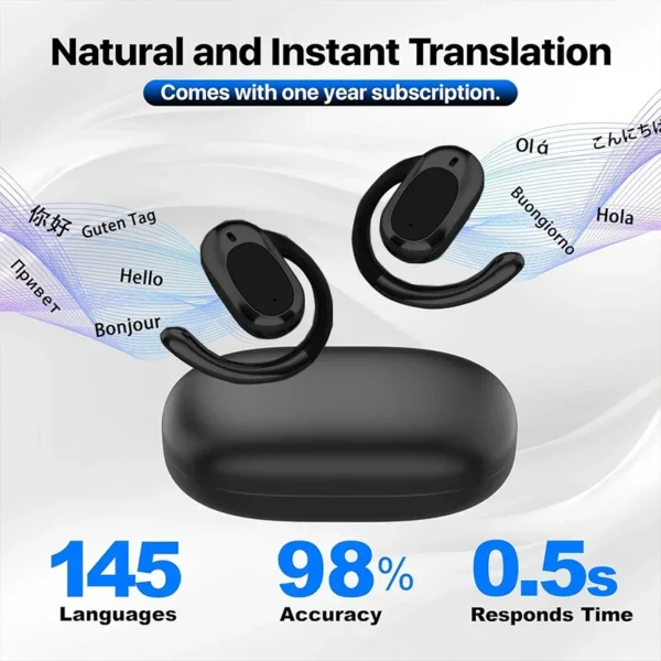 AI Language Translator Earbuds | 3-in-1 Real-Time Translation for 144 Languages & Accents | Travel, Business & Learning Tool - Image 4