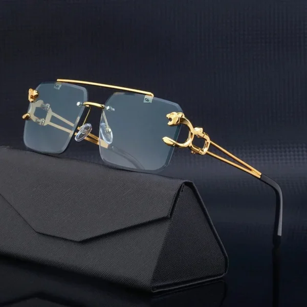 Luxury Square Sunglasses | Vintage Rimless Designer Sun Glasses for Men & Women | Retro Fashion Mirror Eyewear