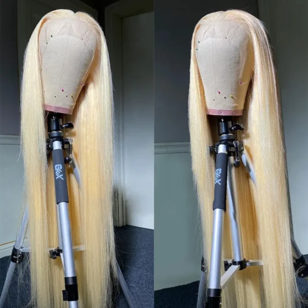 Blonde 613 Lace Front Wig | 13x6 HD Human Hair Wig for Women | Pre-Plucked Straight Hair, Dye-Friendly Design - Image 4