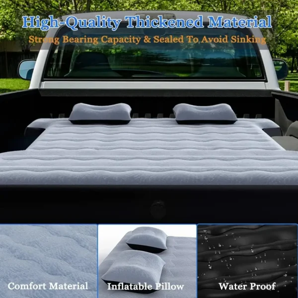 Camping Pickup Truck Bed Air Mattress | Thick Inflatable Air Bed with Pillow | Sleep Pad for Trucks 5.5-5.8 ft - Image 3