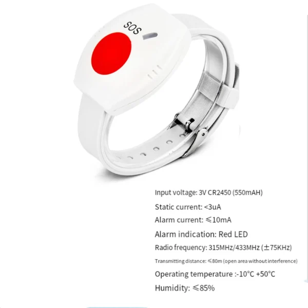 T88C Panic Button RF 315MHz | SOS Emergency Alarm Bracelet for Elderly | GSM Home Security System - Image 2