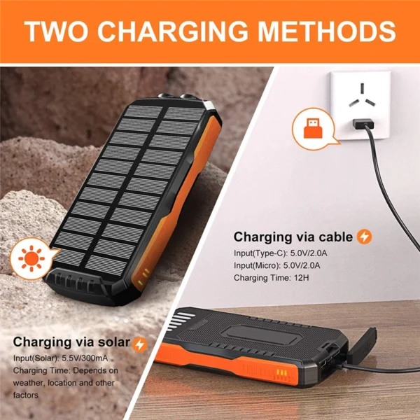 Top 10 100000mAh Solar Power Bank – Qi Wireless Charger for iPhone 12, Samsung S21, Xiaomi | Portable LED External Battery with Solar Charging - Image 4